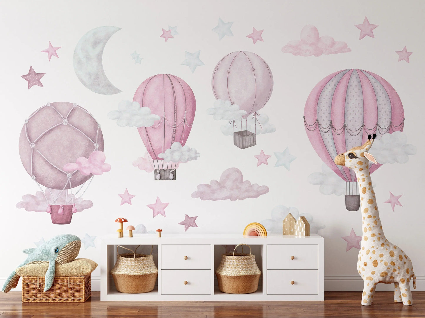 Dreamy Hot Air Balloons and Stars Wall Sticker for Nursery and Kids' Room ClickWalls