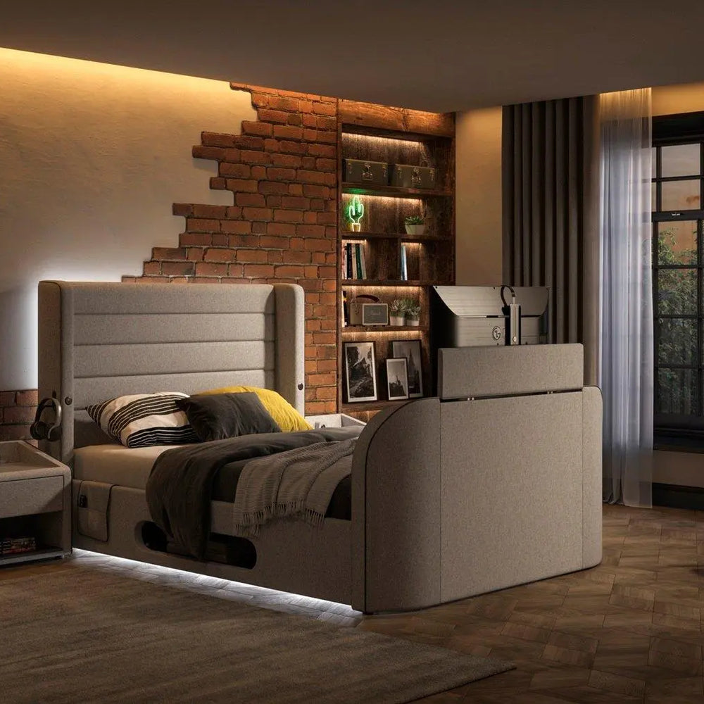 Drift Gaming Ottoman TV Bed Frame - Grey Dreams