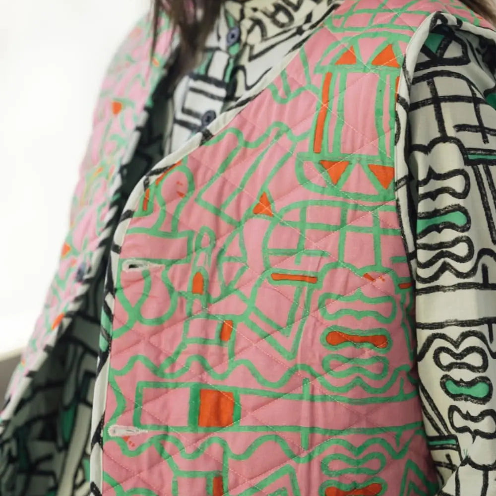 Driftstate Reversible Organic Cotton Quilted Gilet Wild Clouds