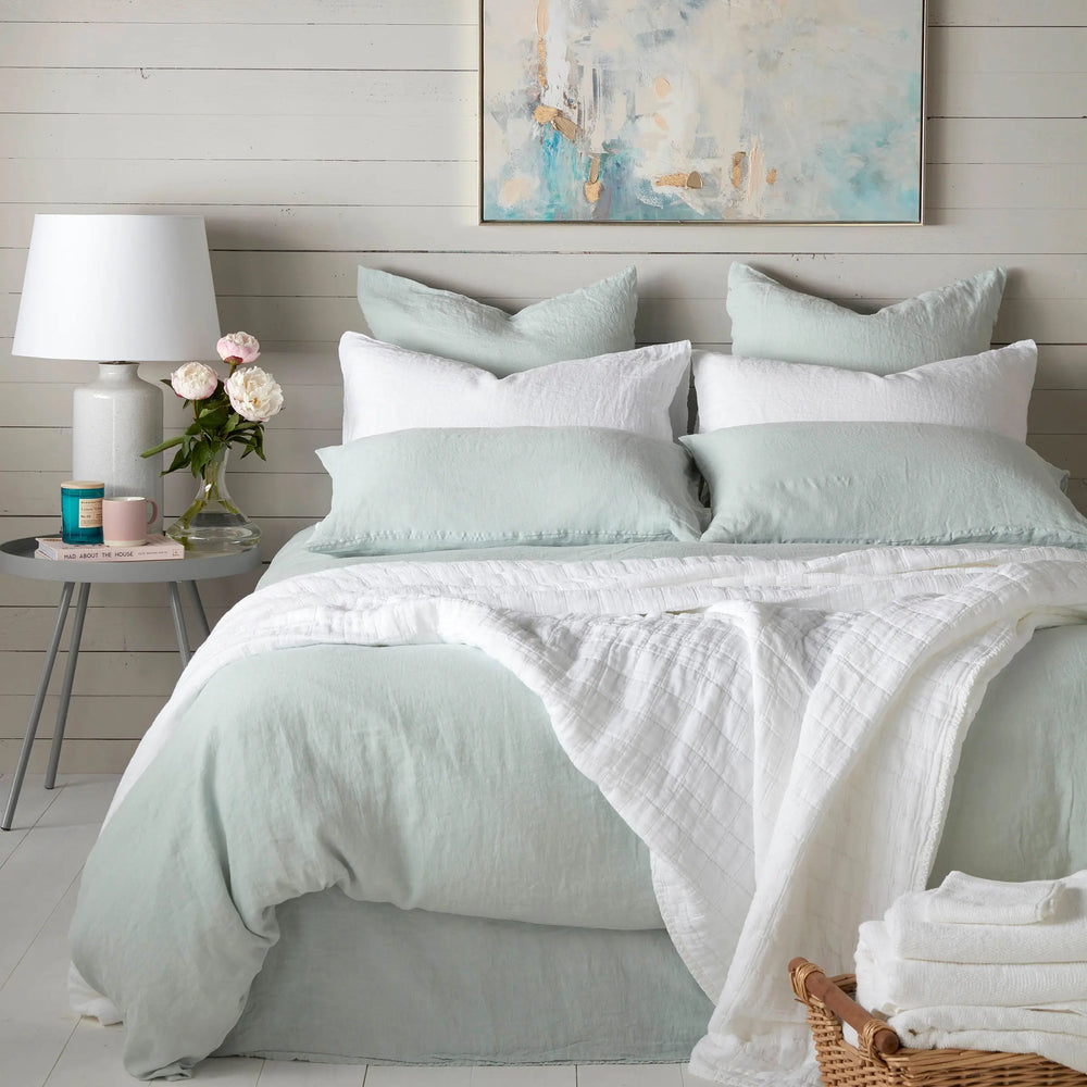Duck Egg 100% Linen Flat Sheet The Secret Linen Store