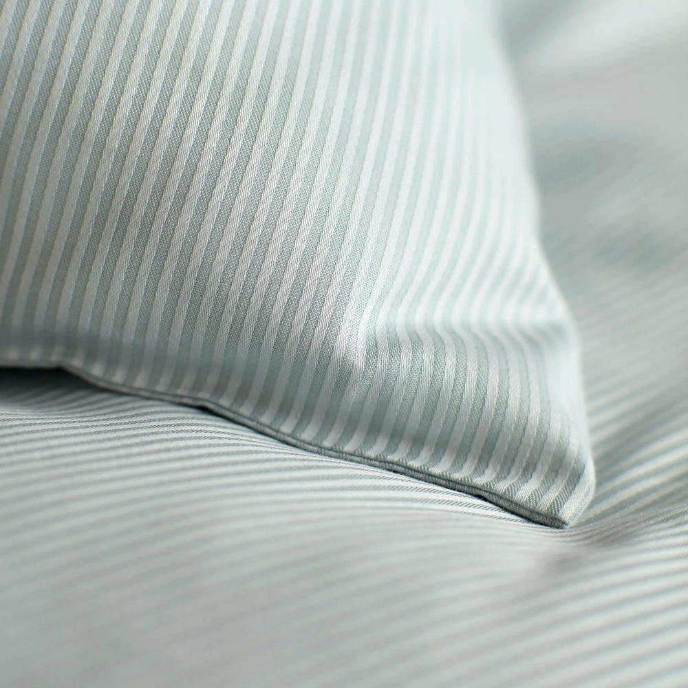 Duck Egg Tiny Stripe 100% Cotton Housewife Pillowcase The Secret Linen Store