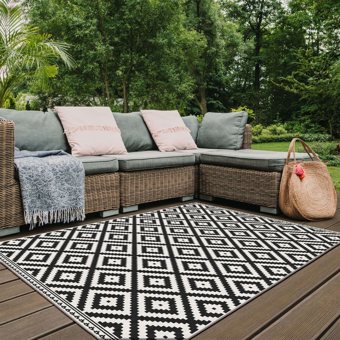 Duo Weave Outdoor Rug Geometric Diamond The Rugs