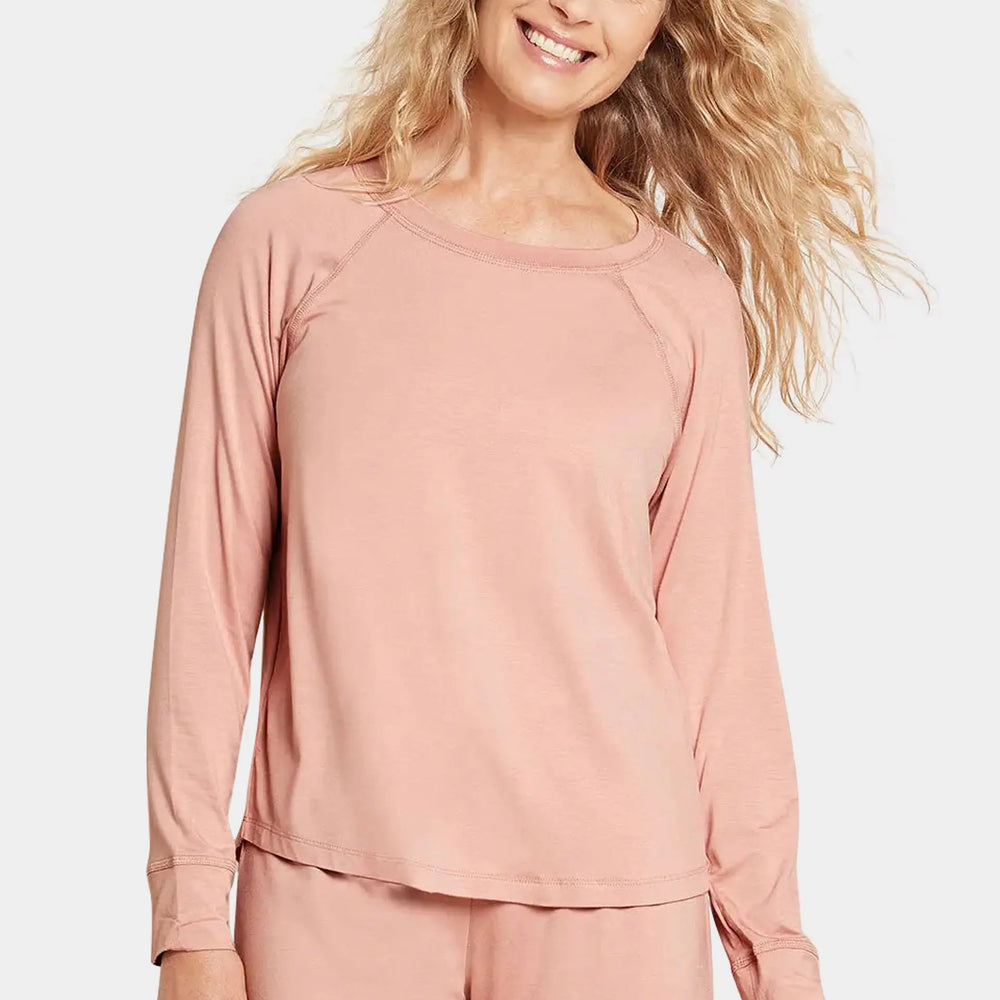 Dusty Pink Goodnight Women's Bamboo Raglan Sleep Top Boody