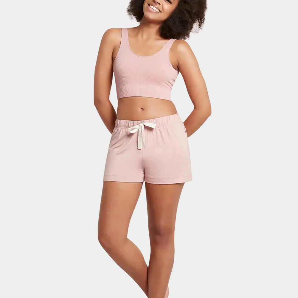 Dusty Pink Ribbed Seamless Bra Boody