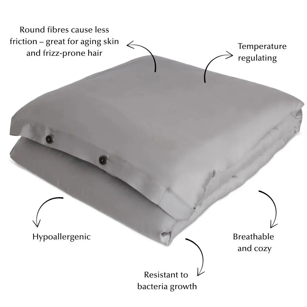Duvet Cover in Grey (Eucalyptus Silk) Ethical Bedding™