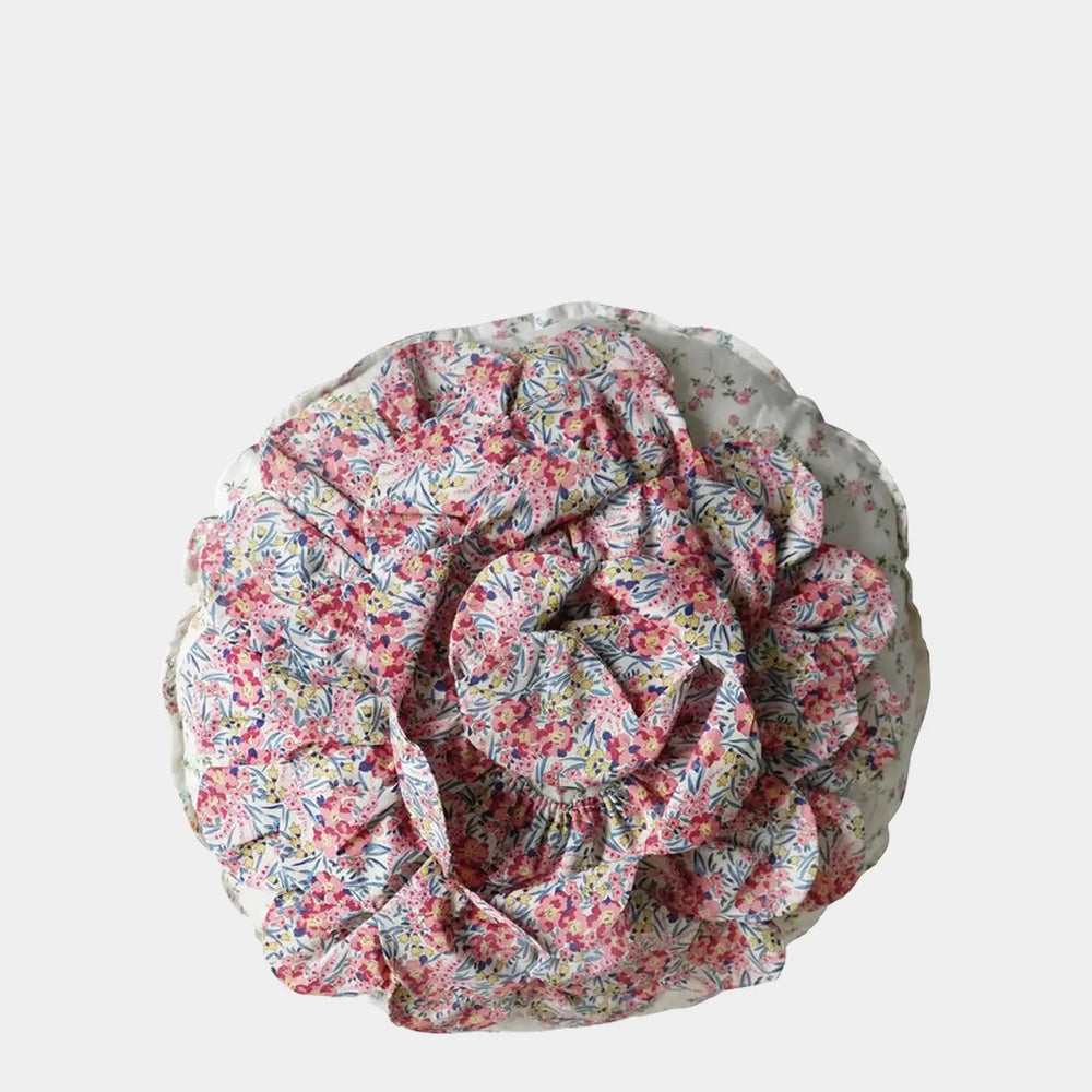 ELIZABETH & SWIRLING PETALS Liberty Round Rose Cushion Coco & Wolf