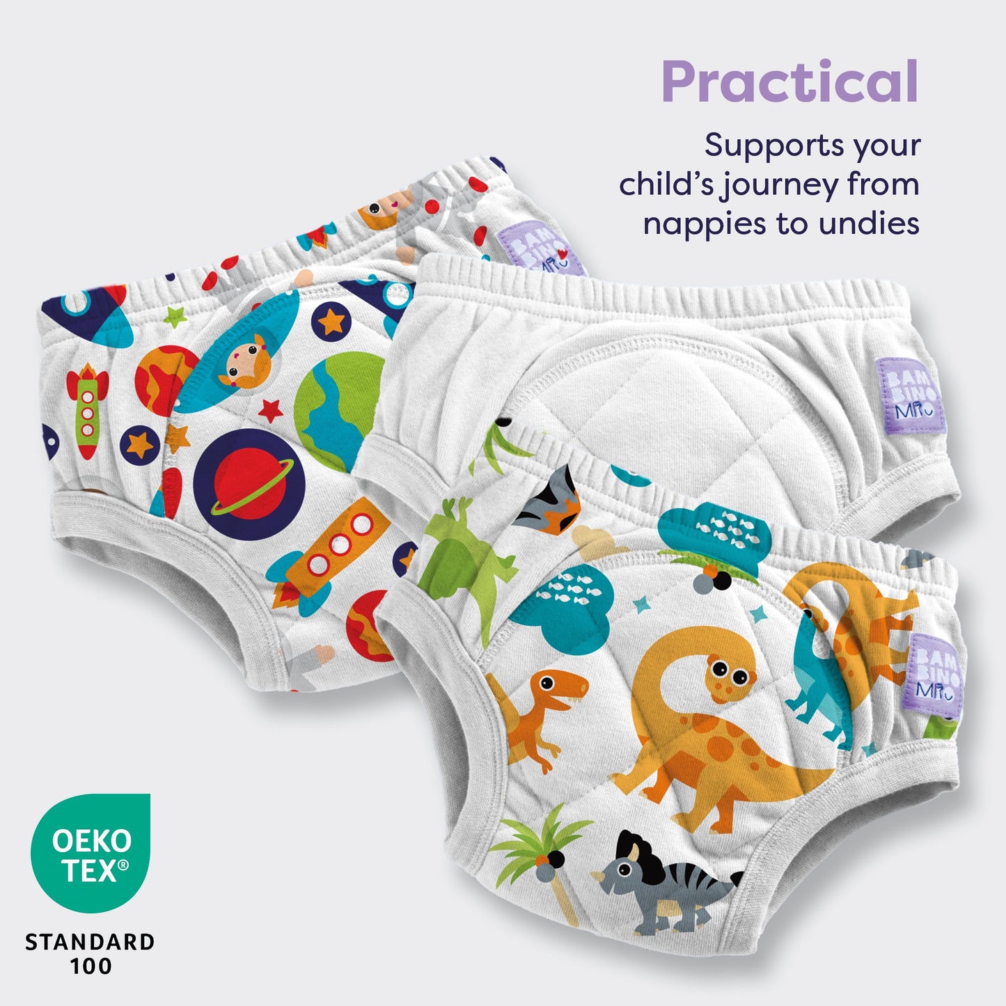 3 Pack Reusable Potty Training Pants in Combo White - Enhanced Design Bambino Mio (UK)