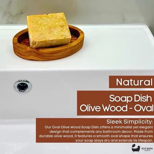 Eco Bath London Olive Wood Oval Soap Dish Eco Bath London