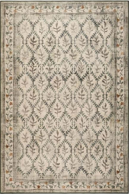 Eco-Washable Cream Rug Botanicals Design The Rugs