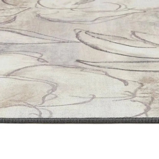 Eco-Washable Cream Rug Floral Design The Rugs