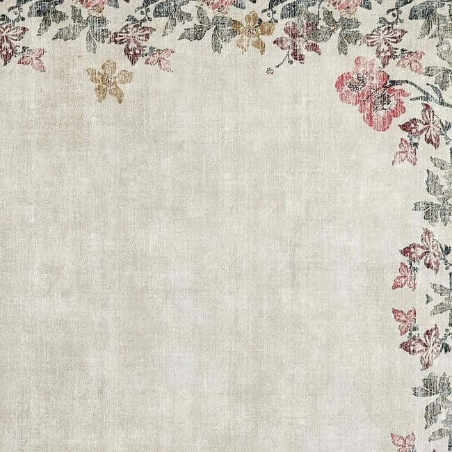 Eco-Washable Cream Rug Flower Design The Rugs