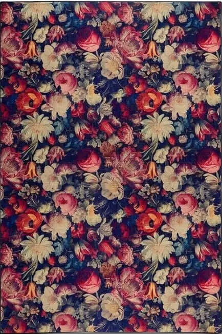 Eco-Washable Dark Flowers Design The Rugs