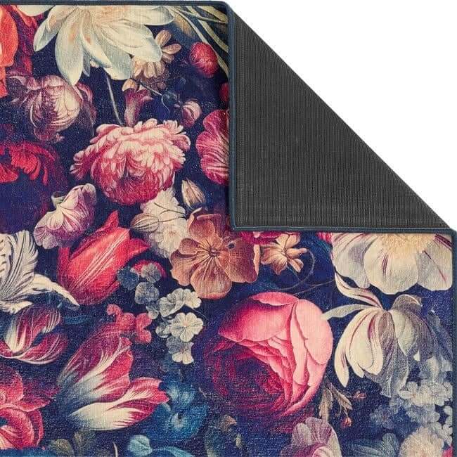 Eco-Washable Dark Flowers Design The Rugs