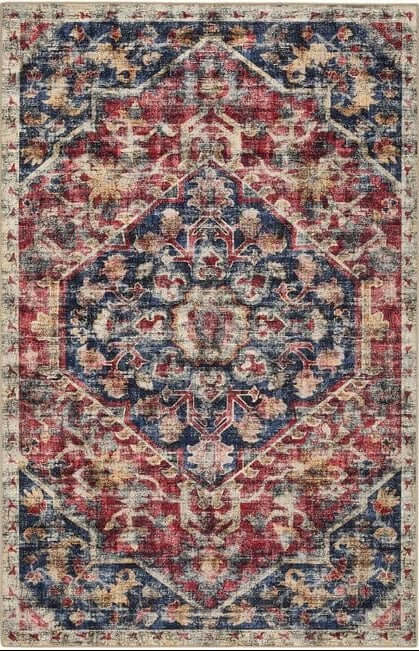 Eco-Washable Red Rug Medallion Design The Rugs