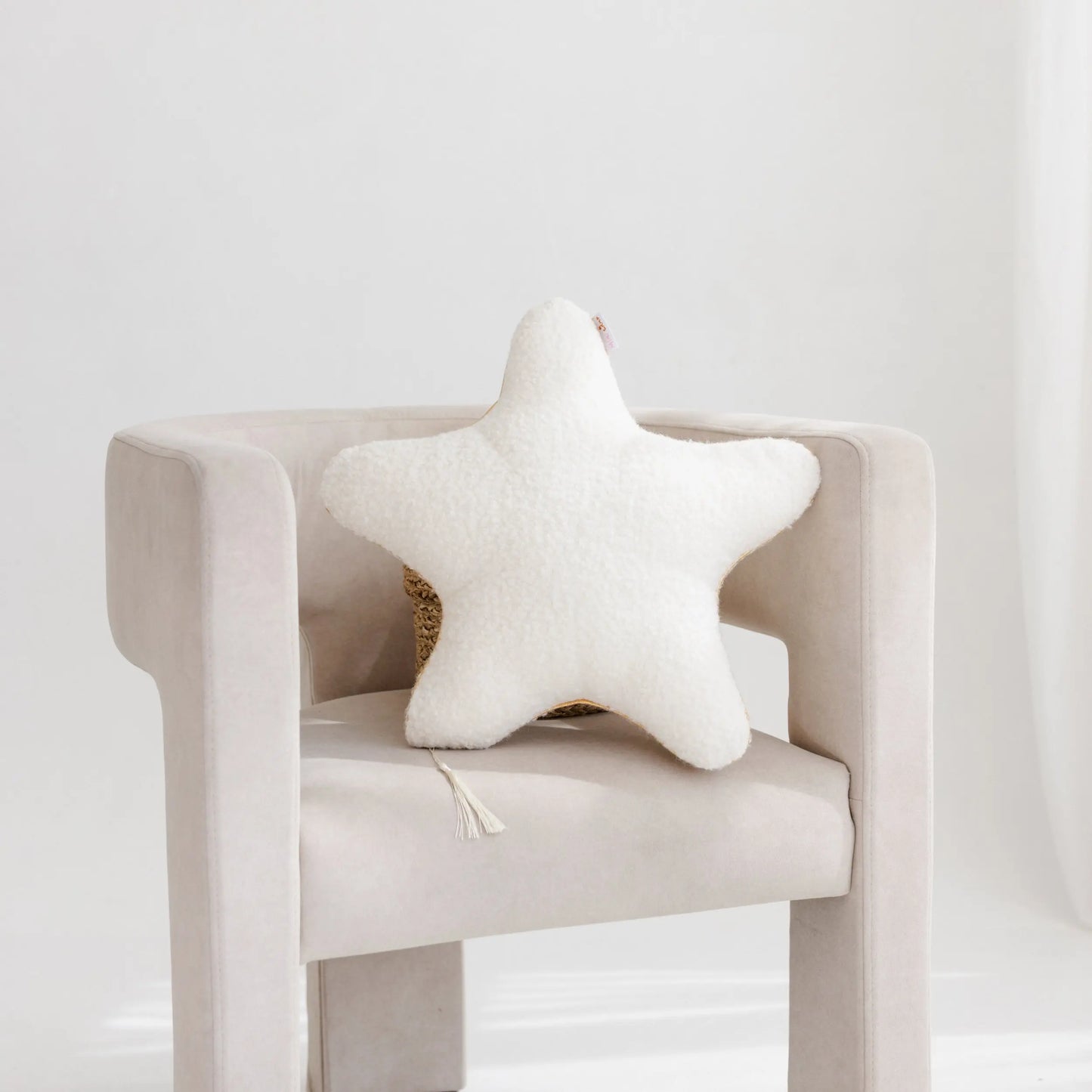 Ecru Boucle Starfish Cushion with Chic Golden Trim MINICAMP