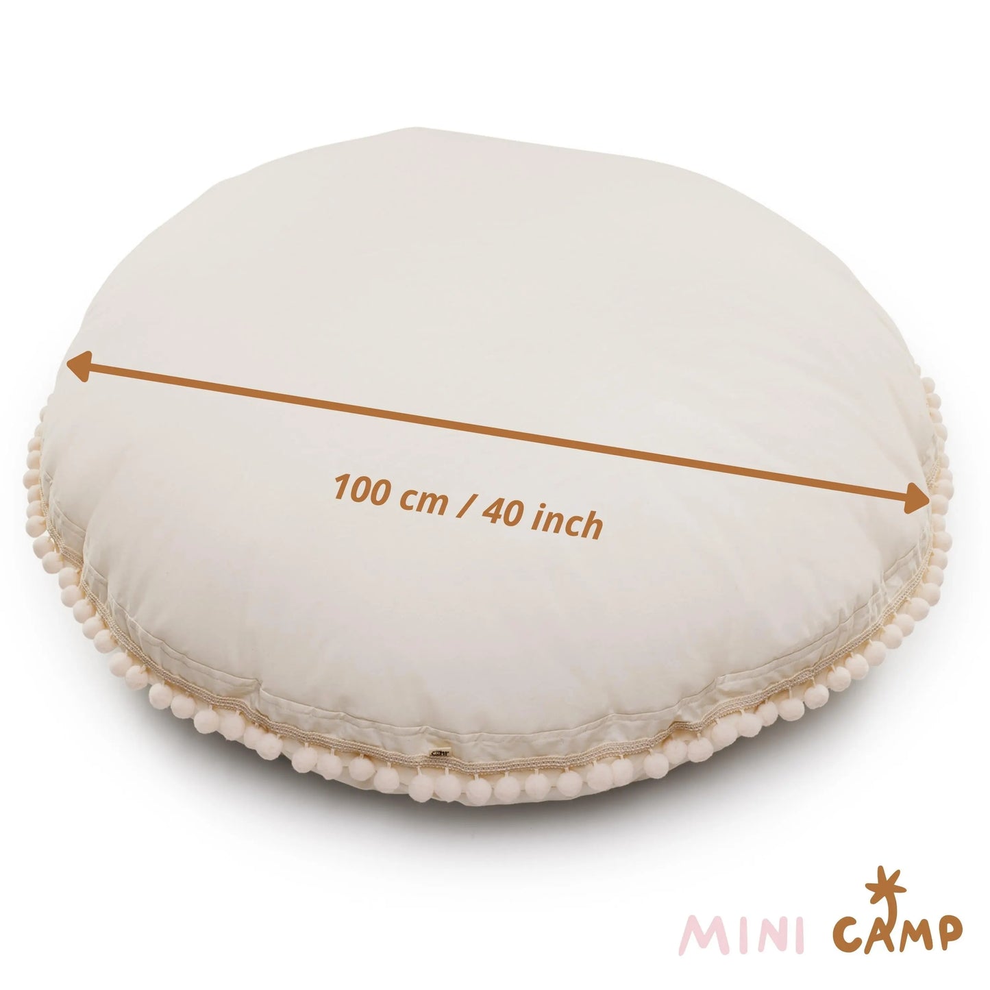 Ecru Large Floor Cushion with Pom Poms MINICAMP