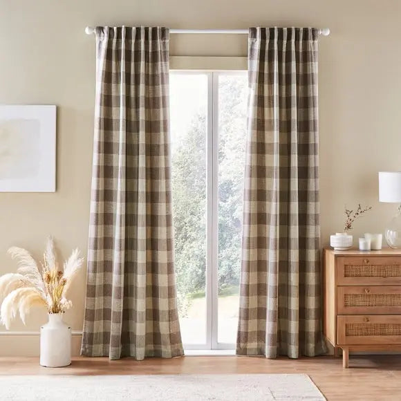 Edited Life Elton Check Unlined Tab Top Curtains Dunelm