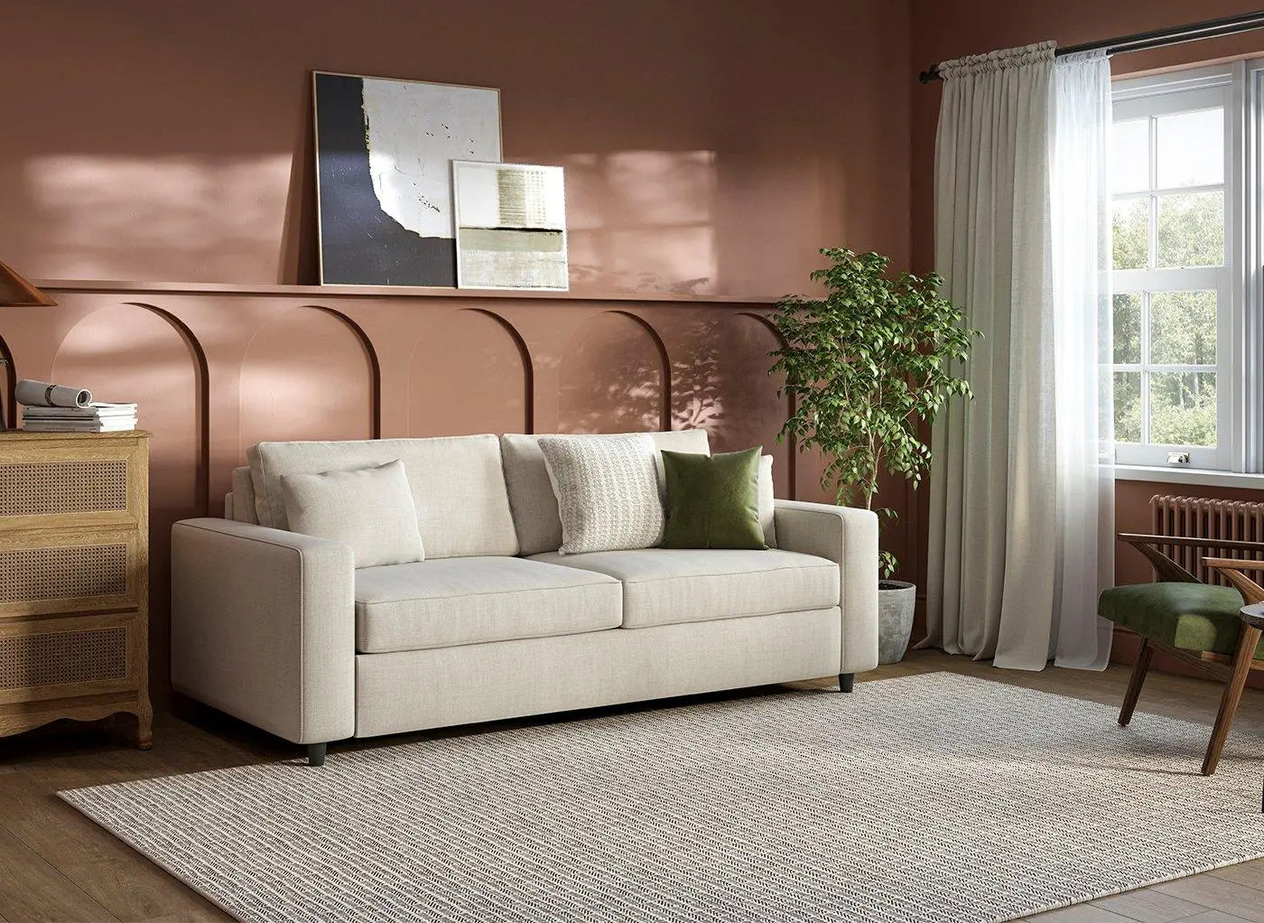 Elba 3-Seater Pull-Out Sofa Bed - Cream Dreams