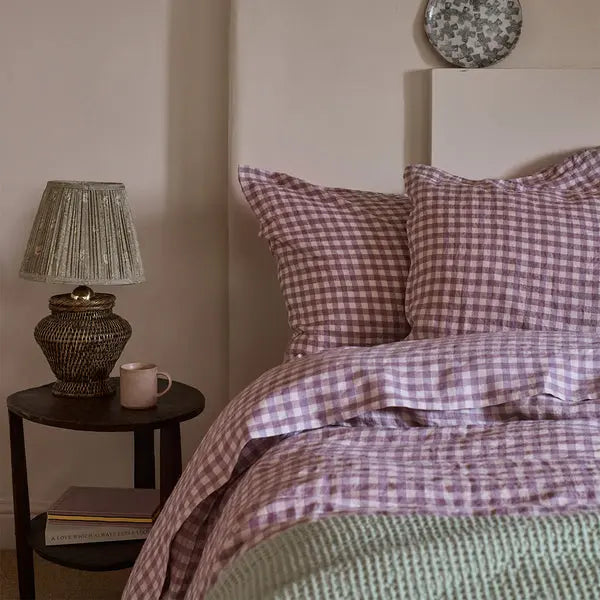 Elderberry Gingham Linen Blend Pillowcase (Pair) Piglet