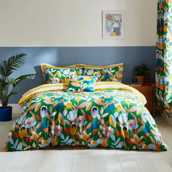 Elements Fieldsley Multicoloured Cotton Duvet Cover and Pillowcase Set Dunelm