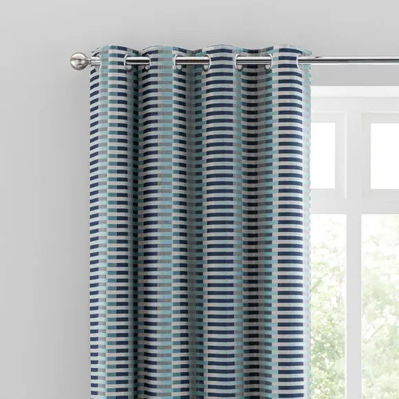 Elements Kansas Stripe Eyelet Curtains Dunelm