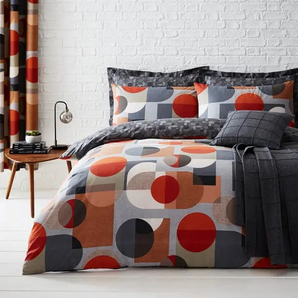 Elements Oscar Reversible Orange Duvet Cover and Pillowcase Set Dunelm