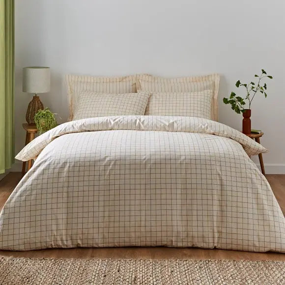 Elements Randig Natural Duvet Cover and Pillowcase Set Dunelm