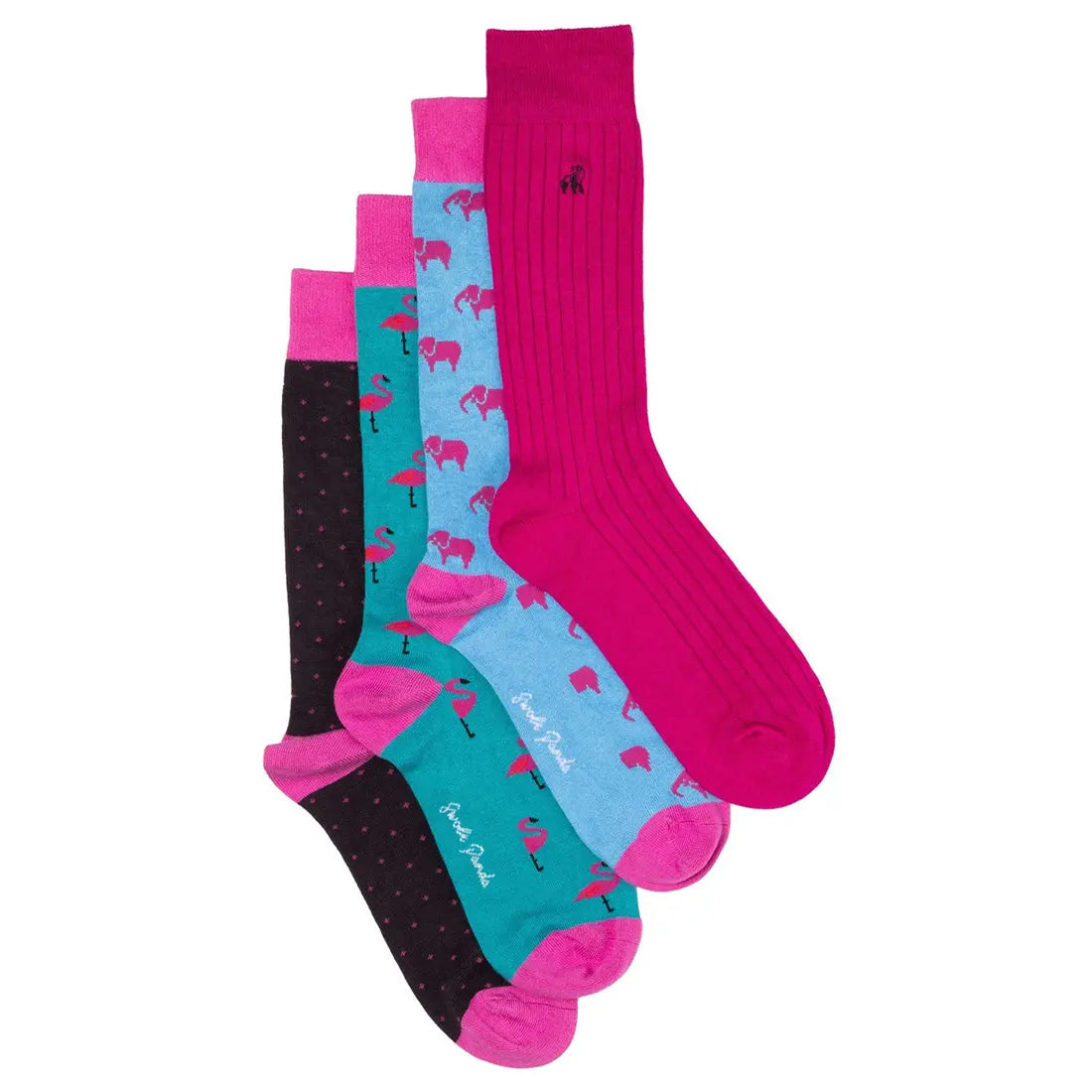 Elephant & Flamingo Bamboo Sock Bundle - Four Pairs Swole Panda