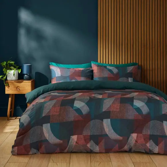 Elison Geometric Sateen Duvet Cover & Pillowcase Set Dunelm