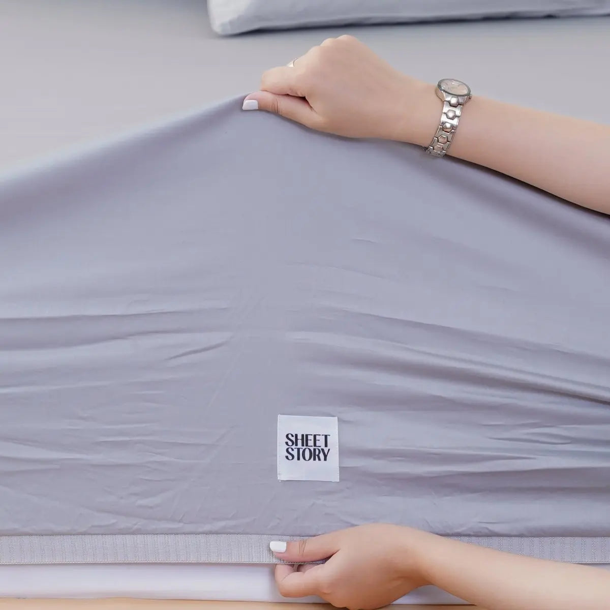 Ella Cotton - Dove Grey Fitted Sheet SHEET STORY