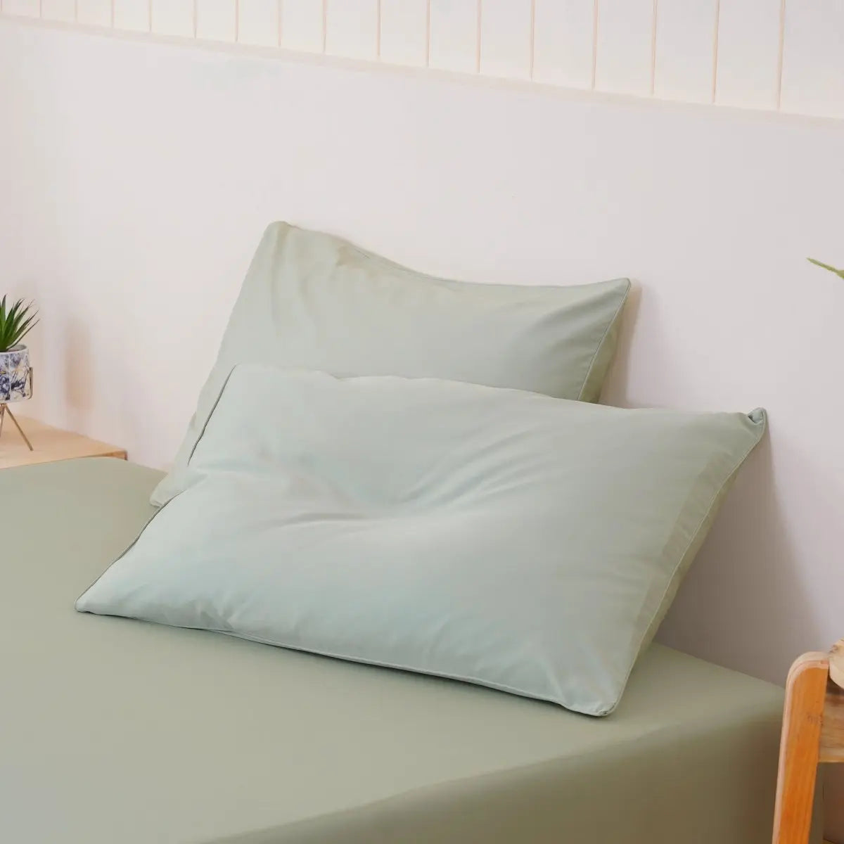 Ella Cotton - Sage Green Pillowcases Pair SHEET STORY