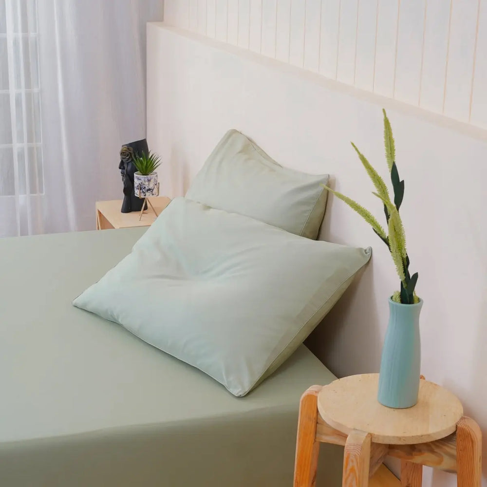 Ella Cotton - Sage Green Pillowcases Pair SHEET STORY