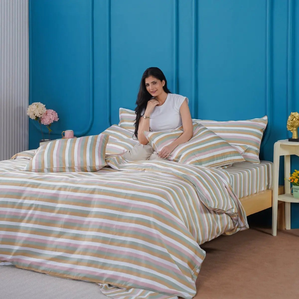 Ella Cotton - Serene Striped Duvet Cover, Sheet & Pillowcases Set SHEET STORY
