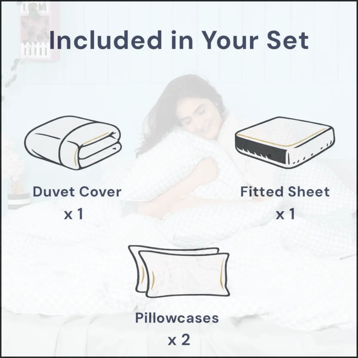 Ella Cotton - White Duvet Cover, Sheet & Pillowcases Set SHEET STORY