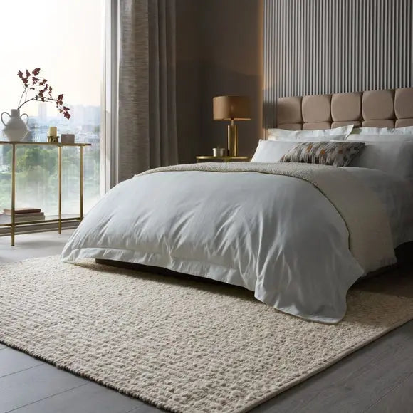 Ellis Boucle Striped Wool Rug Dunelm