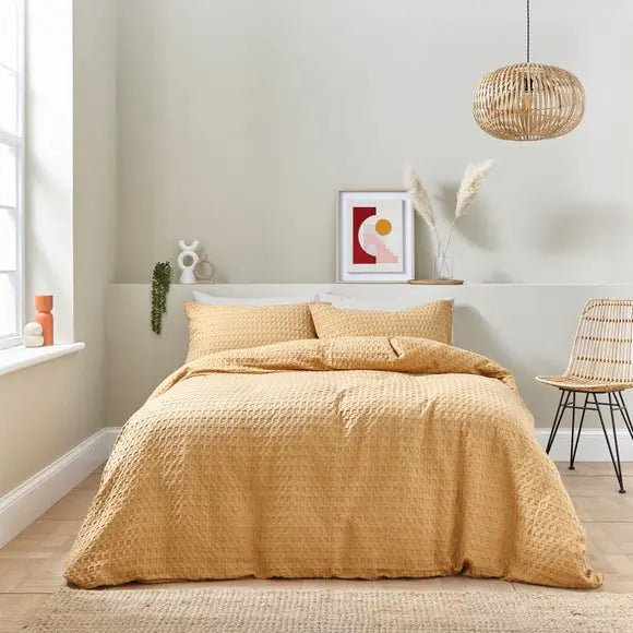 Emerson Waffle Duvet Cover and Pillowcase Set Dunelm