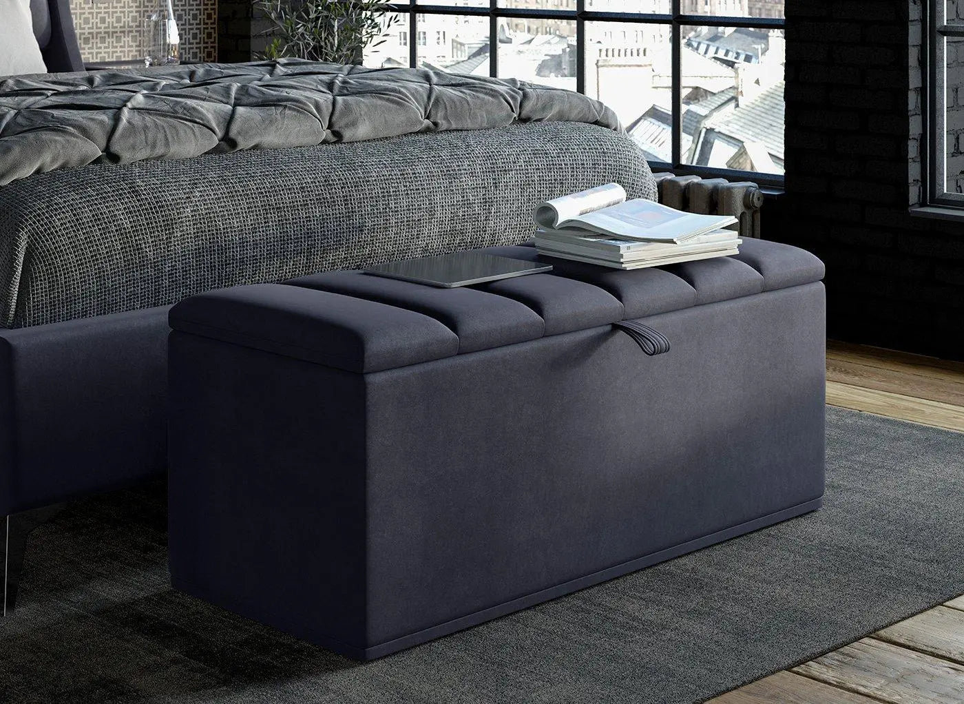Enzo Upholstered Blanket Box - Blue Dreams
