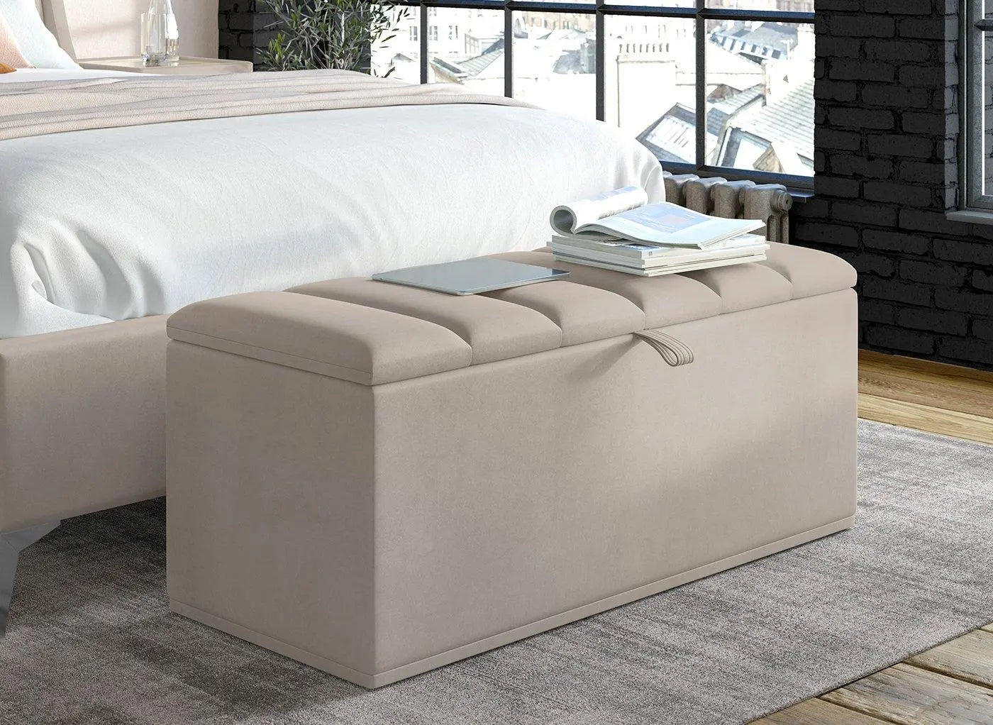 Enzo Upholstered Blanket Box - Grey Dreams