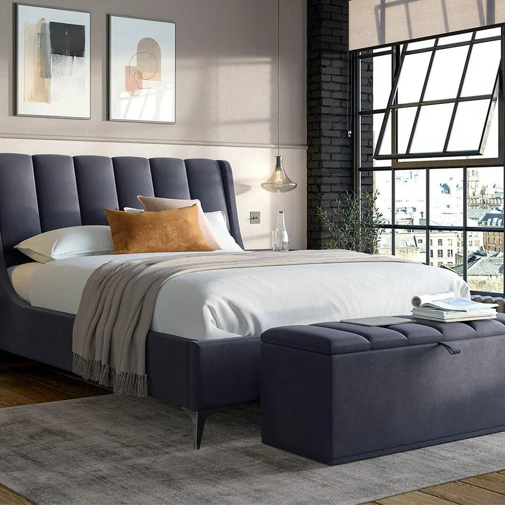 Enzo Upholstered Ottoman Bed Frame - Blue Dreams