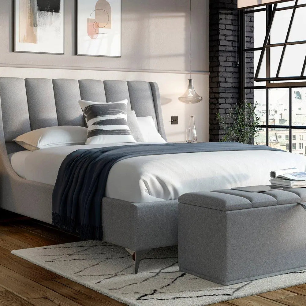 Enzo Upholstered Ottoman Bed Frame - Grey Dreams