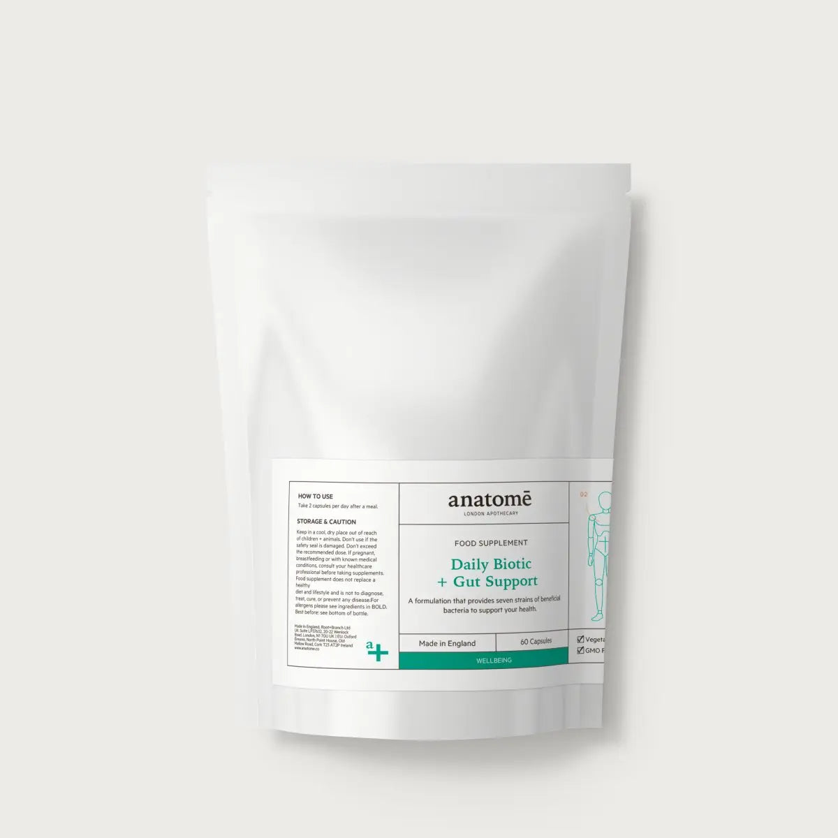 Essential Daily Probiotic Capsules+ Gut Support anatomē