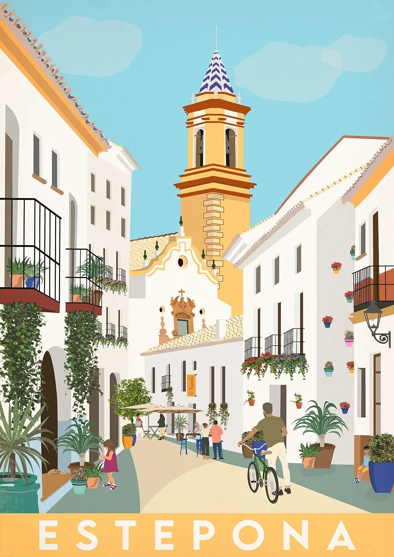 Estepona Travel art by SAX Doodle