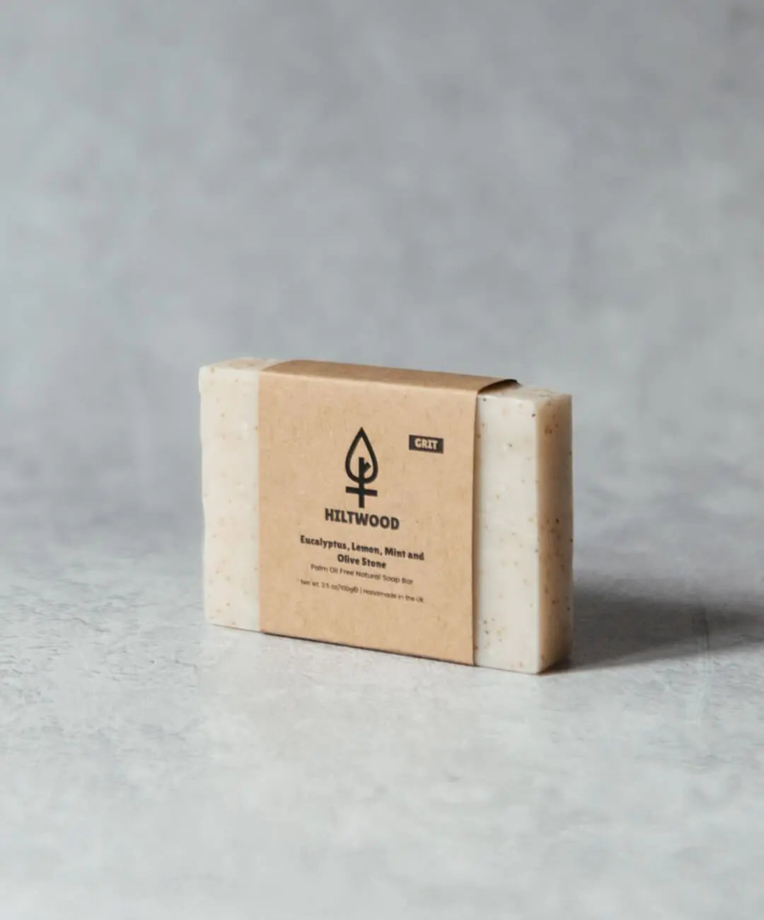 Eucalyptus Lemon Mint and Olive Stone Natural Soap Bar (With Grit) Hiltwood