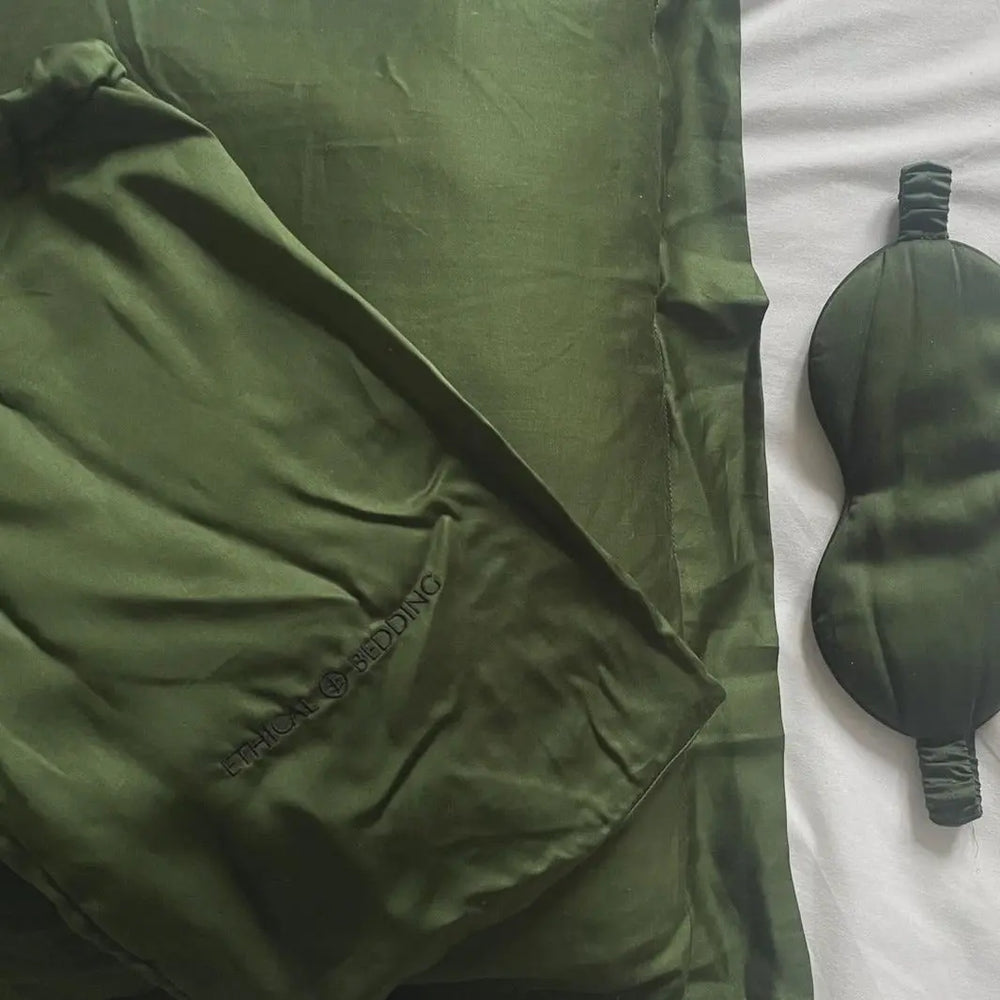 Eucalyptus Silk Pillowcase Pair in Forest Green (Best Seller) Ethical Bedding™