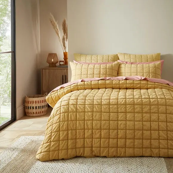 Evana Stitch Duvet Cover and Pillowcase Set Dunelm