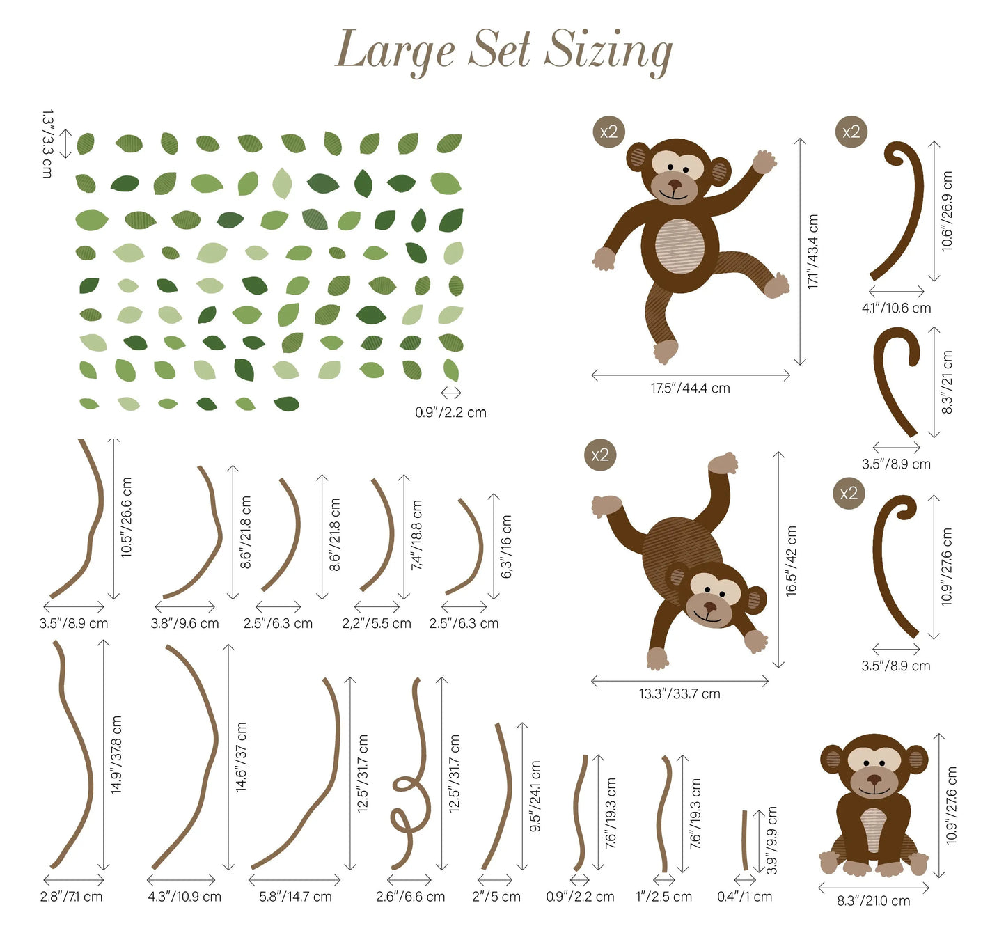 Extra Monkeys, Vines & Leaves -  Repositionable Wall Decals Add-on Set ClickWalls