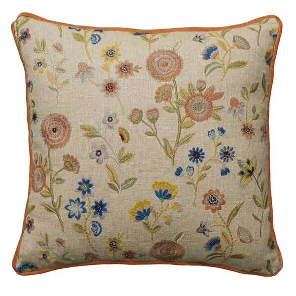 Fable Woodland, Sustainable Feather, Cushion Linen & Linen Blend Embroidered & Floral Andrew Martin