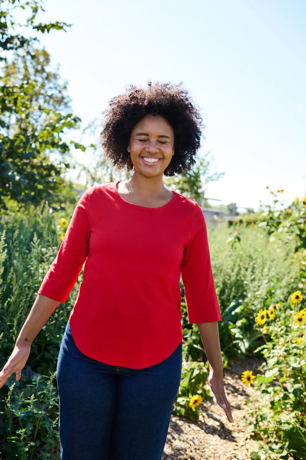 Fairtrade Organic Loose 3/4 Sleeve T-shirt Earth Wardrobe