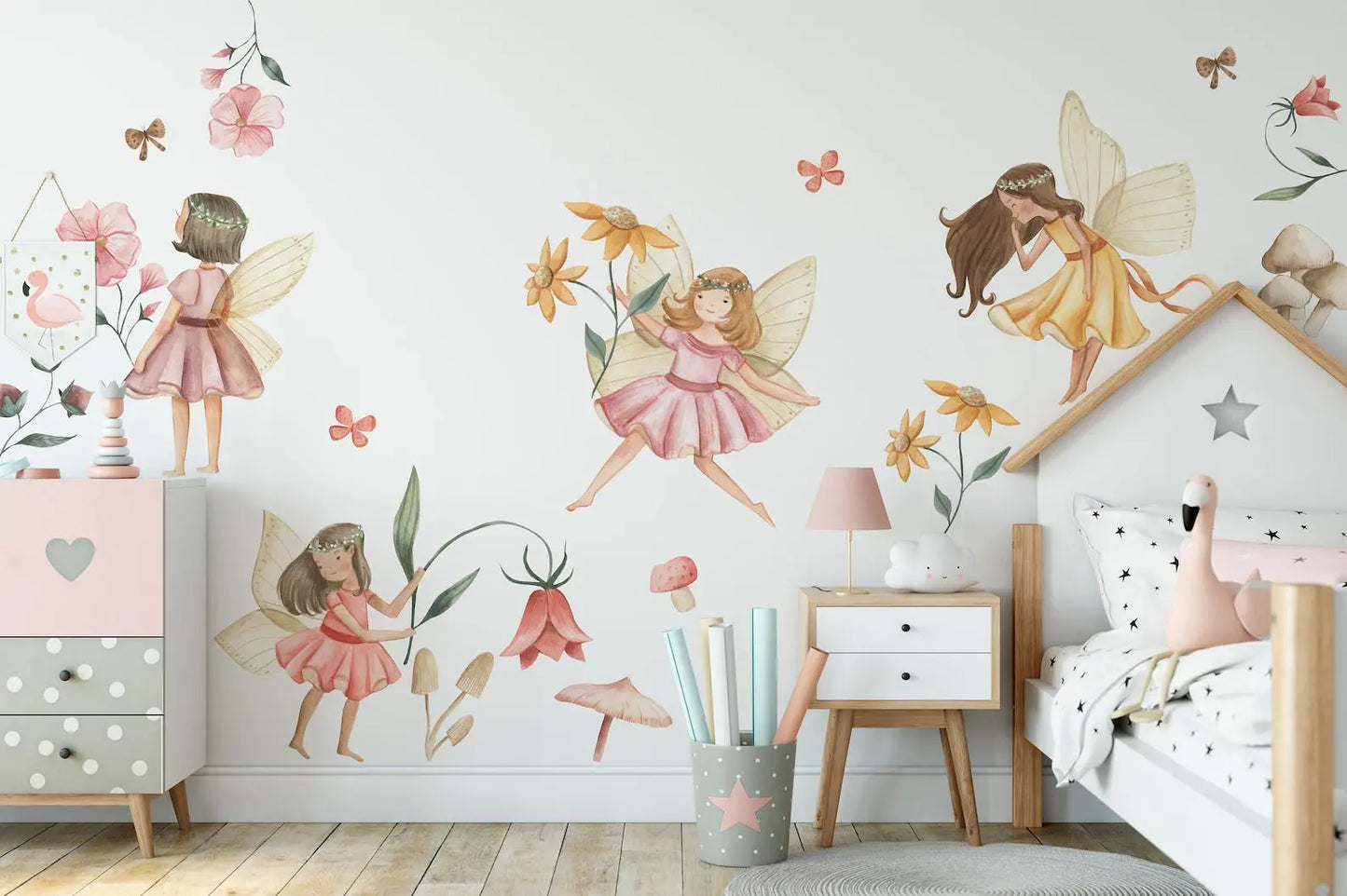 Fairy Wall Decal | Watercolor Fairies Wall Decal | Nursery Fairytale Sticker ClickWalls