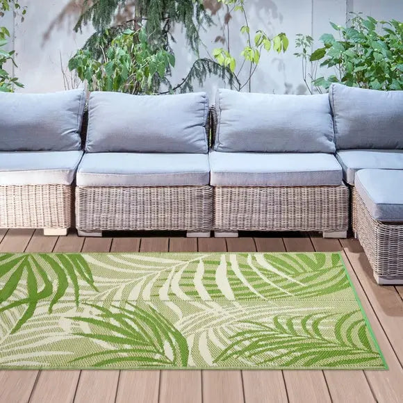 Fallen Fruits Tropical Leaf Outdoor Rug Dunelm